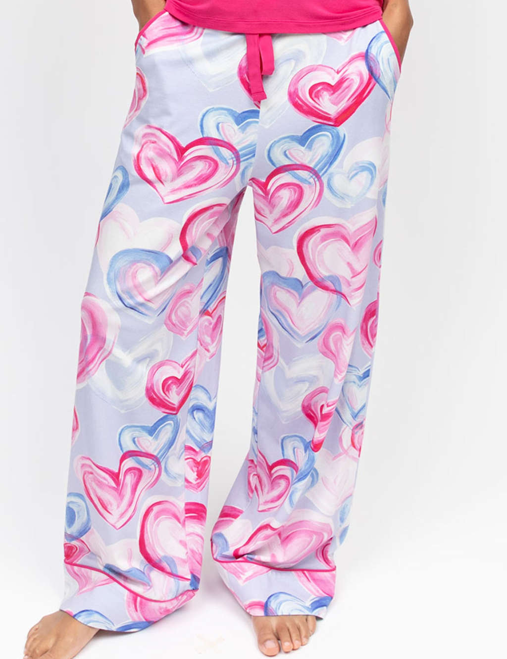 Cyberjammies Cotton Blend Heart Print Pyjama Bottoms Pink Mix
