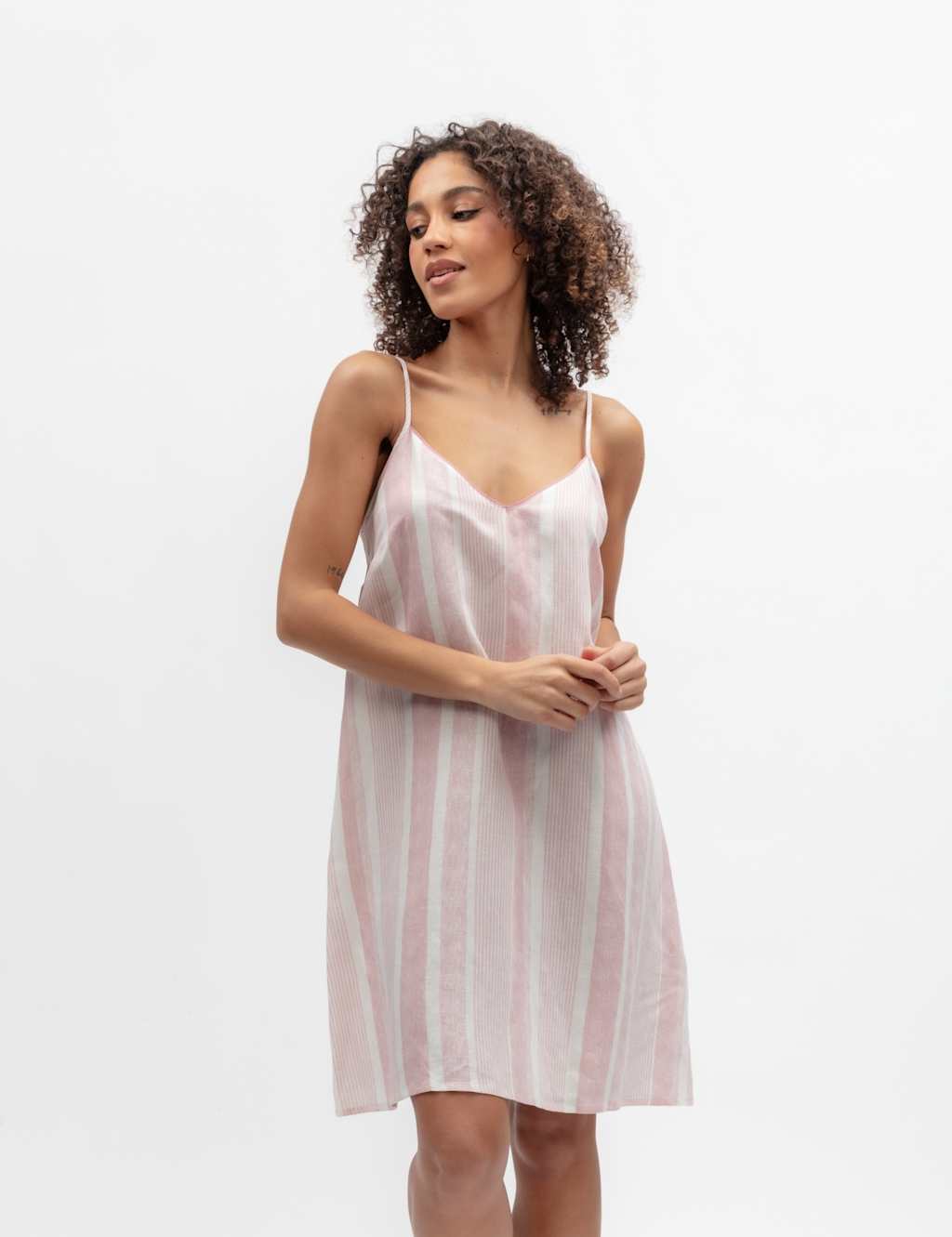 Cyberjammies Women's Linen Blend Striped Chemise - 22 - Pink Mix - Available at M&S