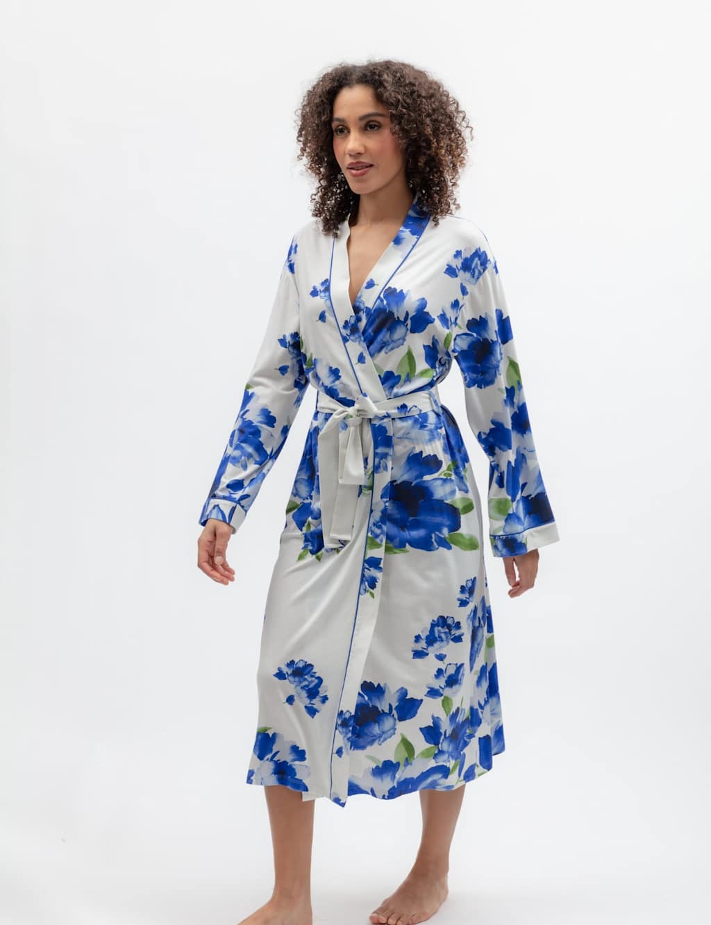 Cyberjammies Women's Jersey Floral Tie Dressing Gown - 18 - Blue Mix - Available at M&S