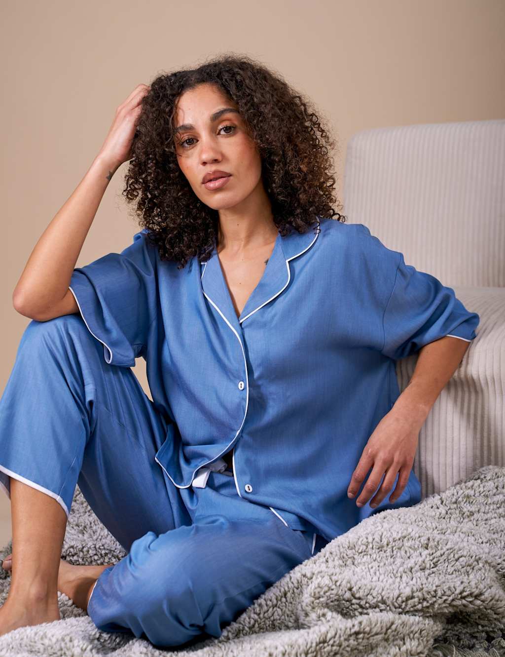 Cyberjammies Women's Modal Revere Pyjama Set - 12 - Blue - Available at M&S