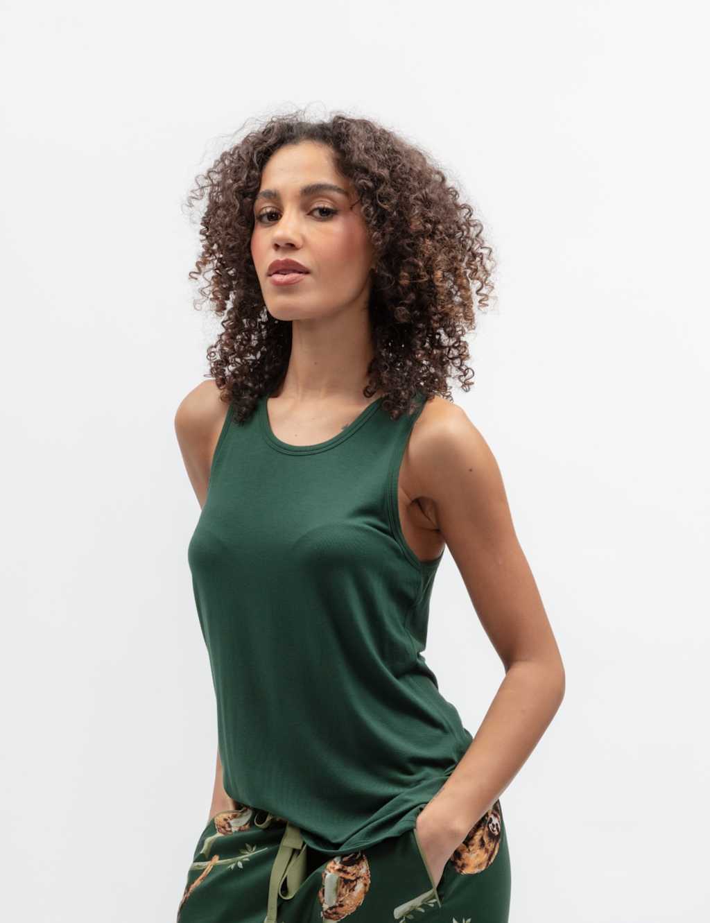 Cyberjammies Women's Jersey Pyjama Vest - 10 - Dark Green - Available at M&S