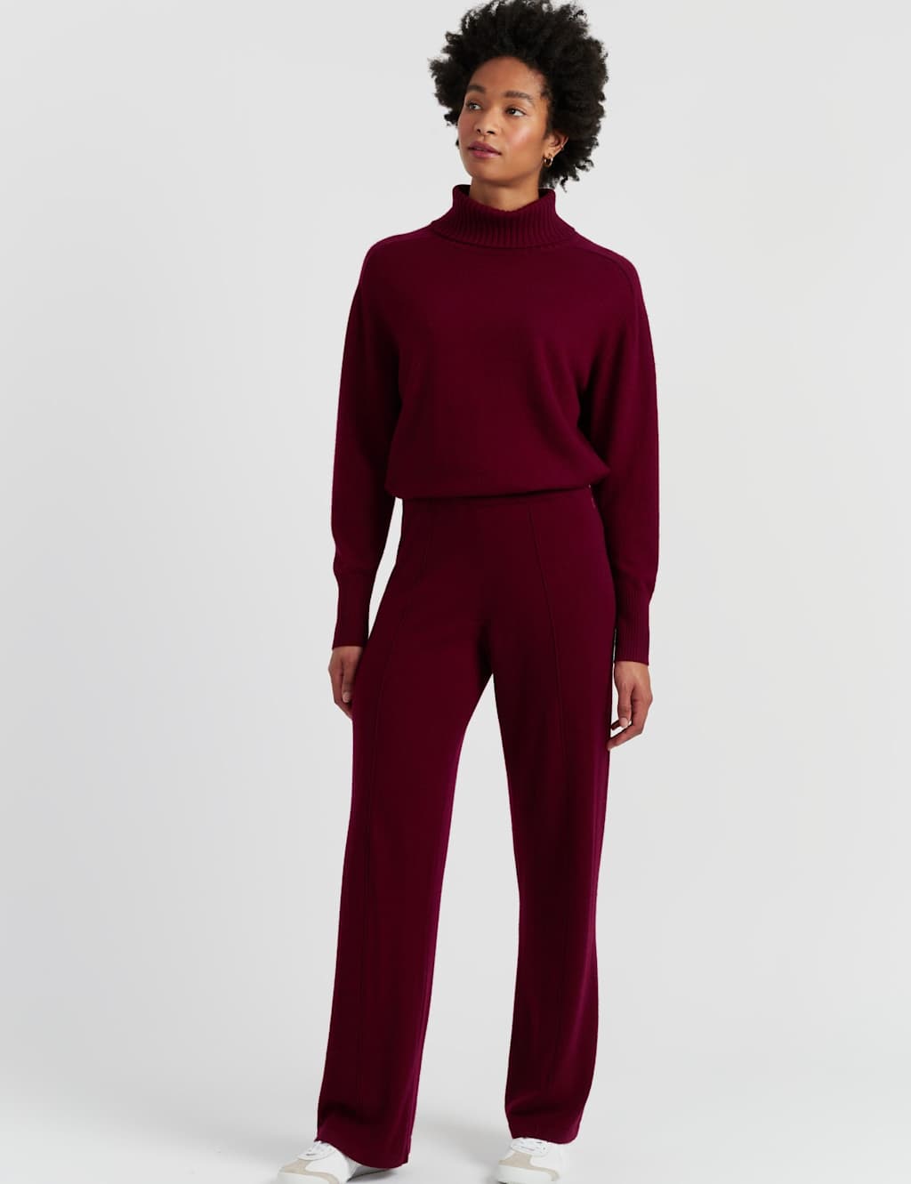 Chinti & Parker Wool Rich Wide Leg Relaxed Joggers with Cashmere Red