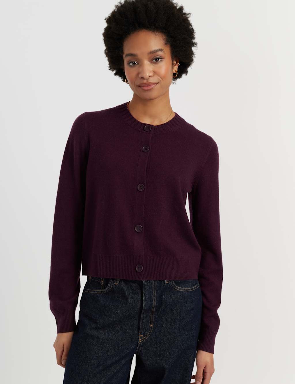 Chinti & Parker Women's Wool Rich Crew Neck Cardigan with Cashmere - Medium - Purple - Available at M&S