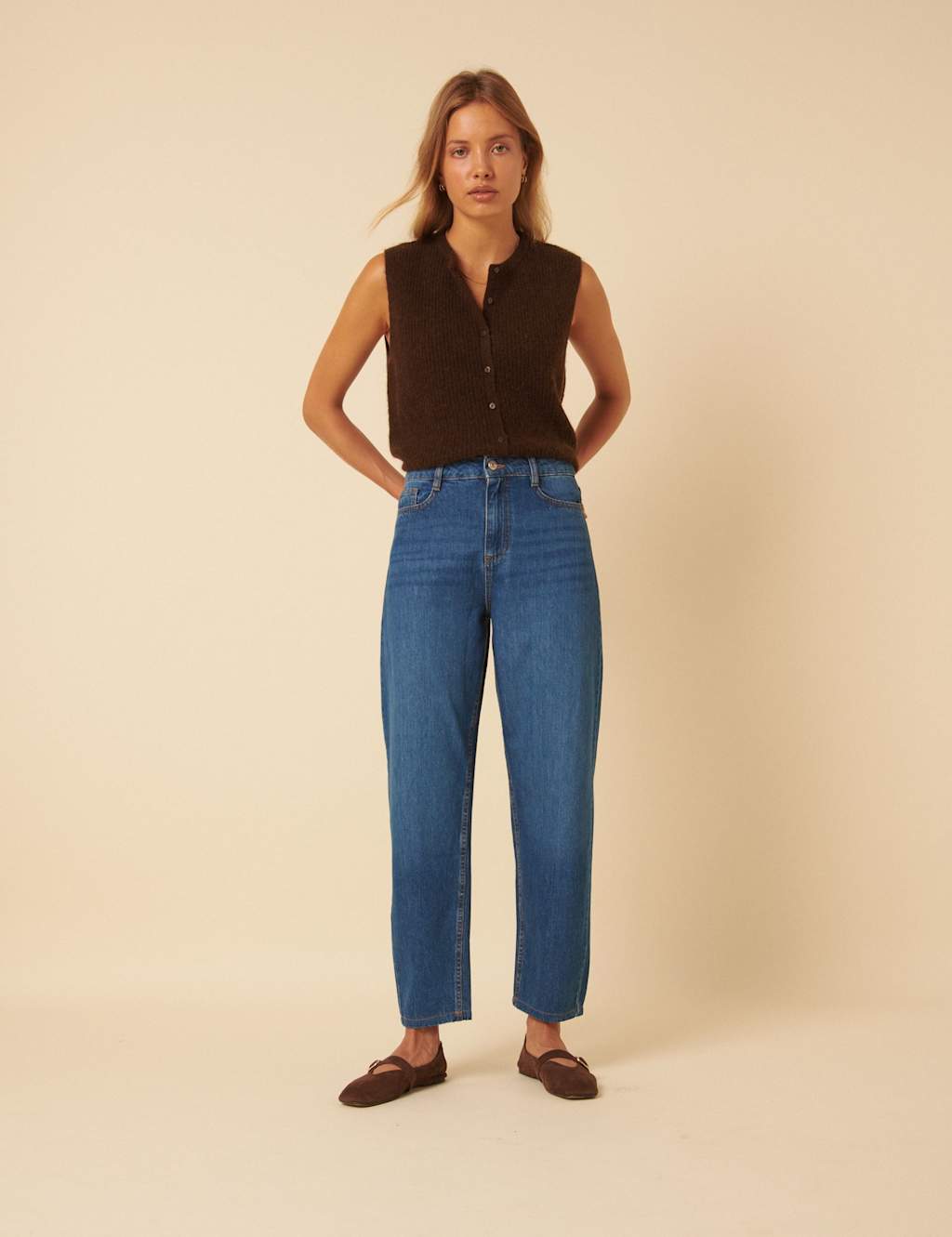 Nobody's Child High Waisted Barrel Leg Jeans Blue