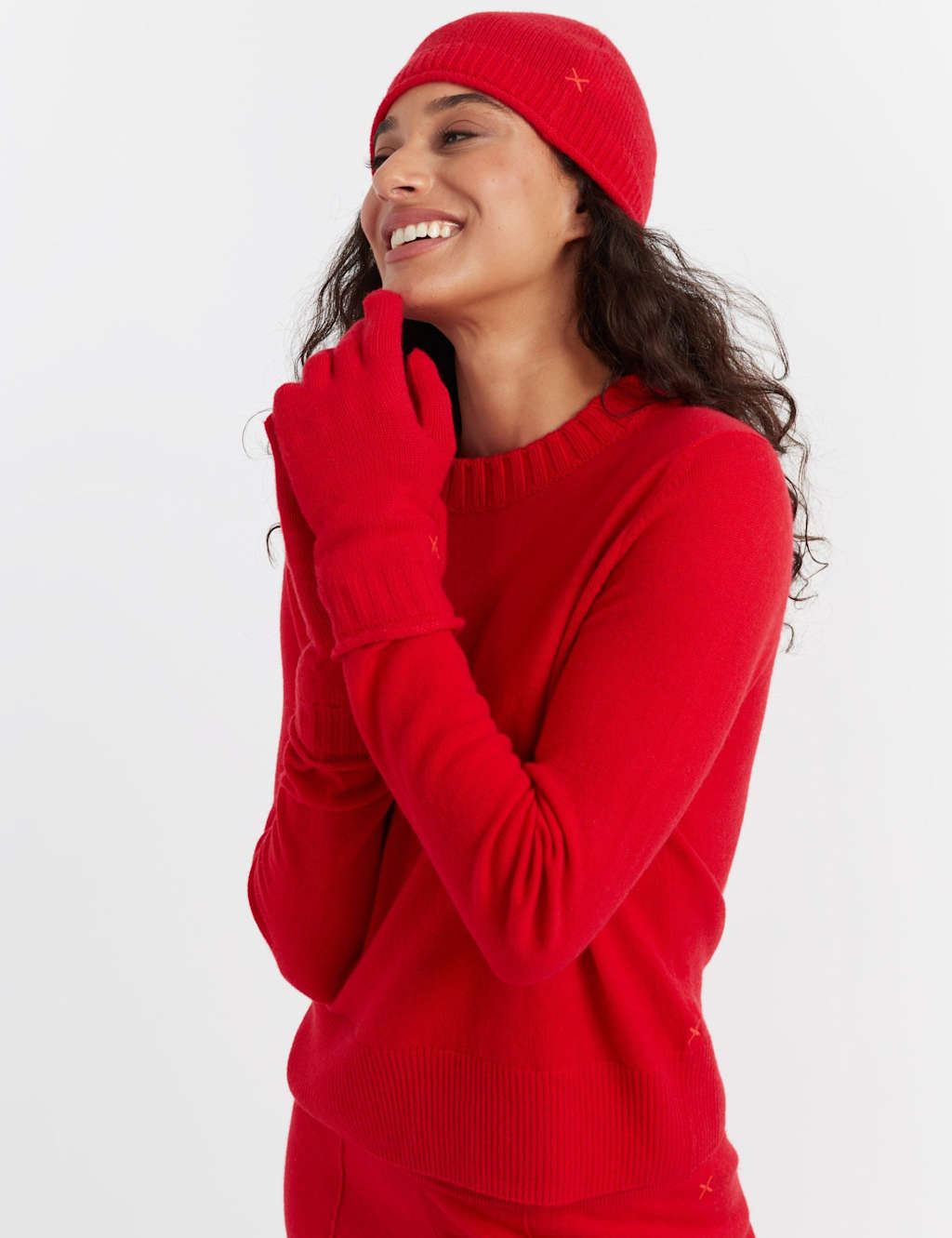 Chinti & Parker Wool Rich With Cashmere Gloves Red