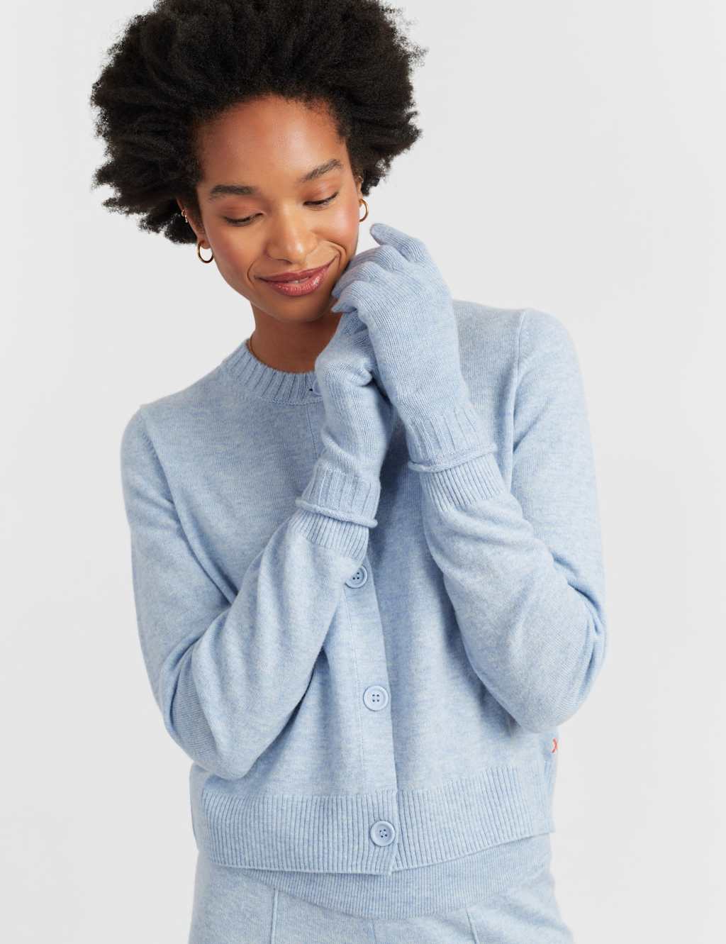 Chinti & Parker Wool Rich With Cashmere Gloves Blue