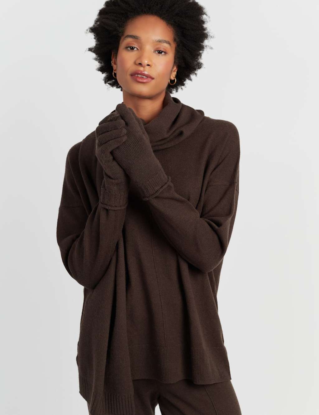Chinti & Parker Wool Rich With Cashmere Gloves Brown