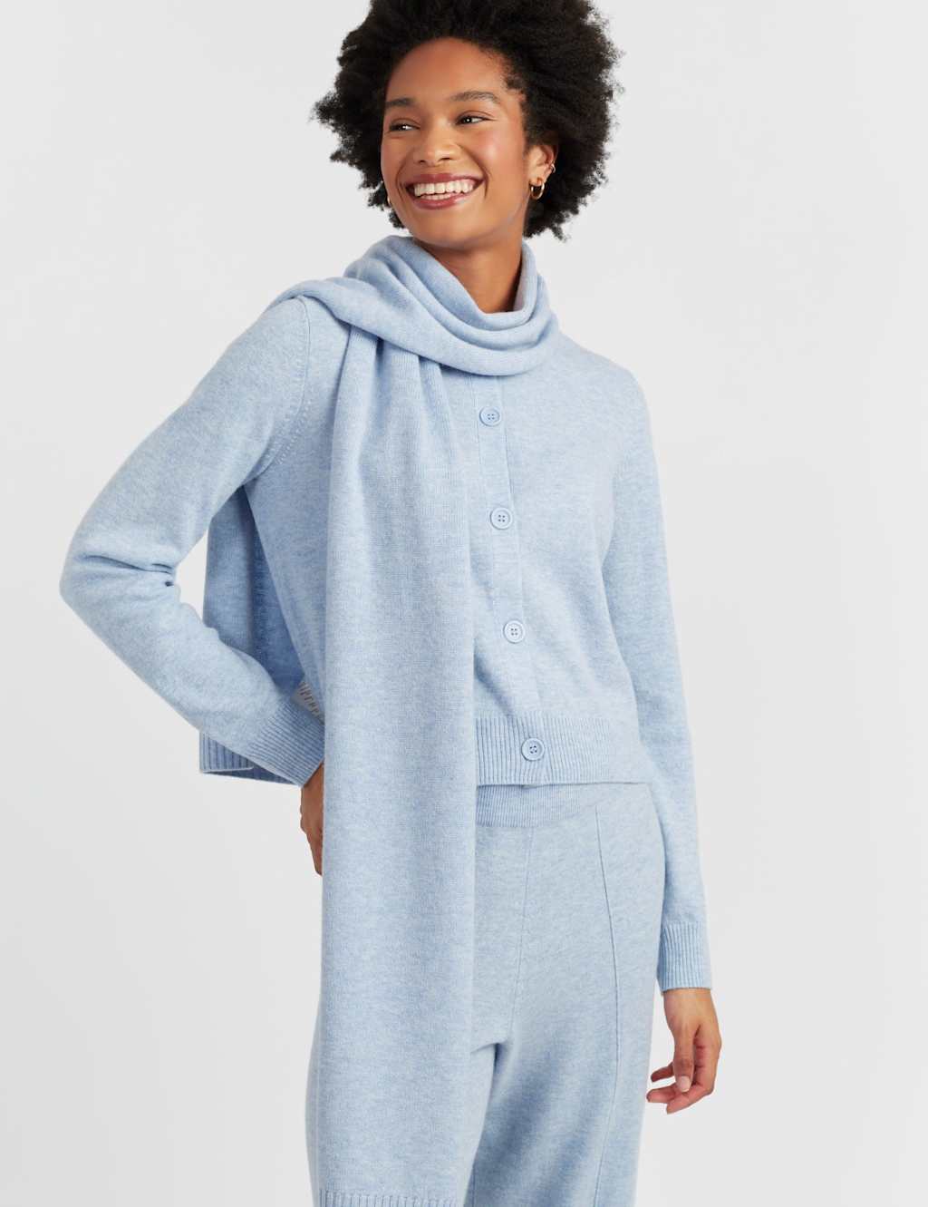 Chinti & Parker Wool Rich With Cashmere Knitted Scarf Blue