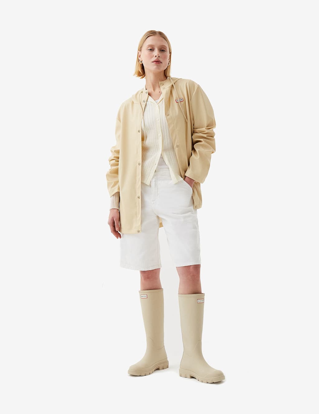 Hunter Jo Waterproof Hooded Raincoat Cream