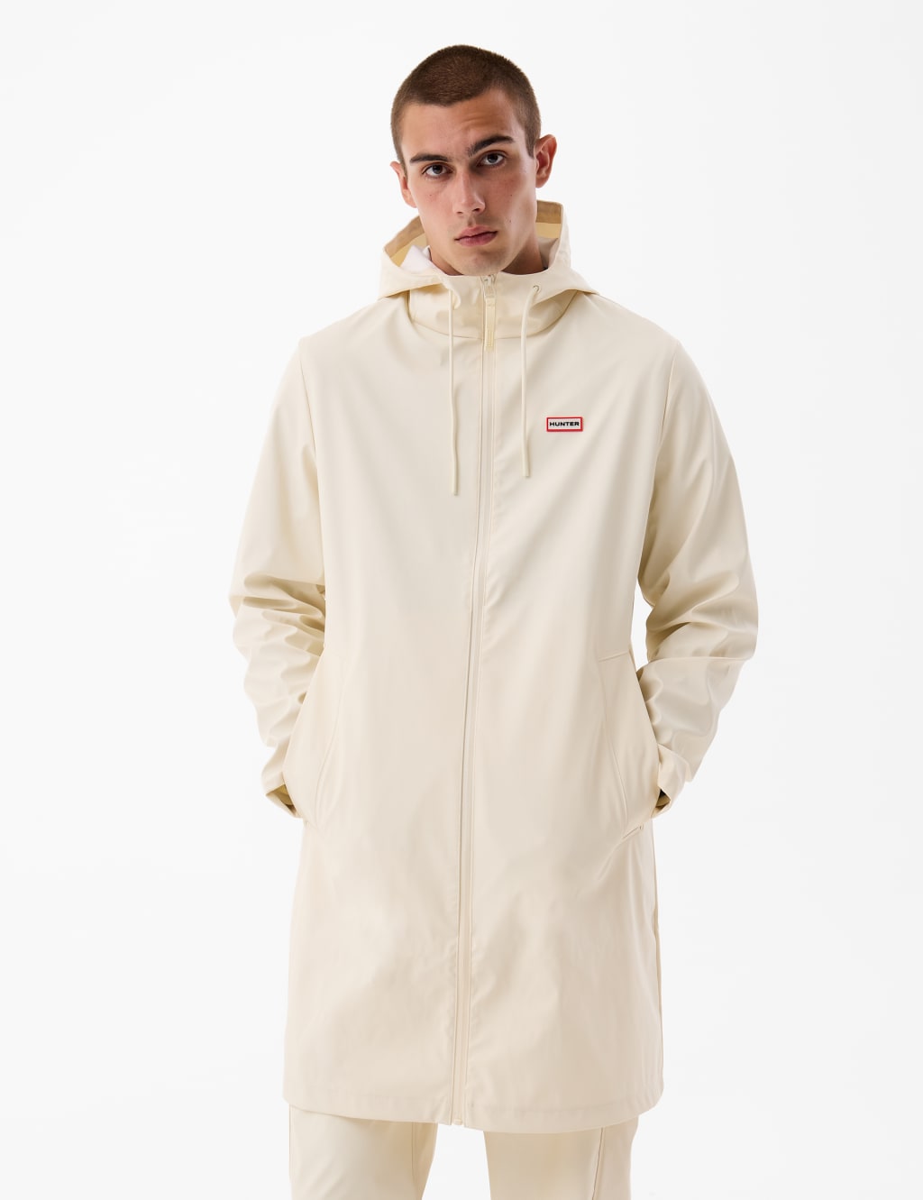 White raincoat with hood cheap