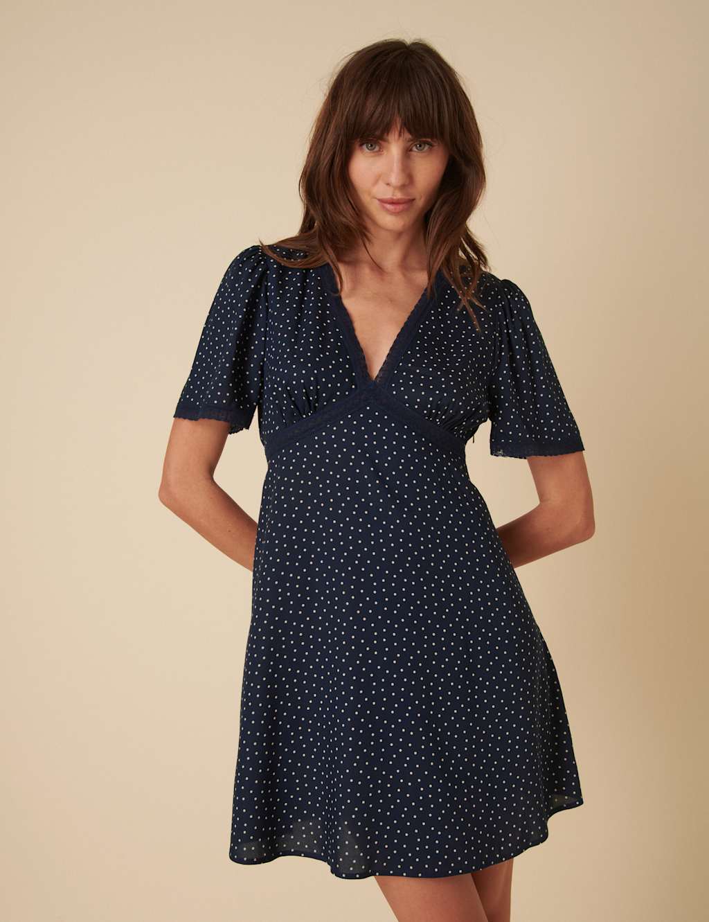 Polka Dot V-Neck Mini Tea Dress