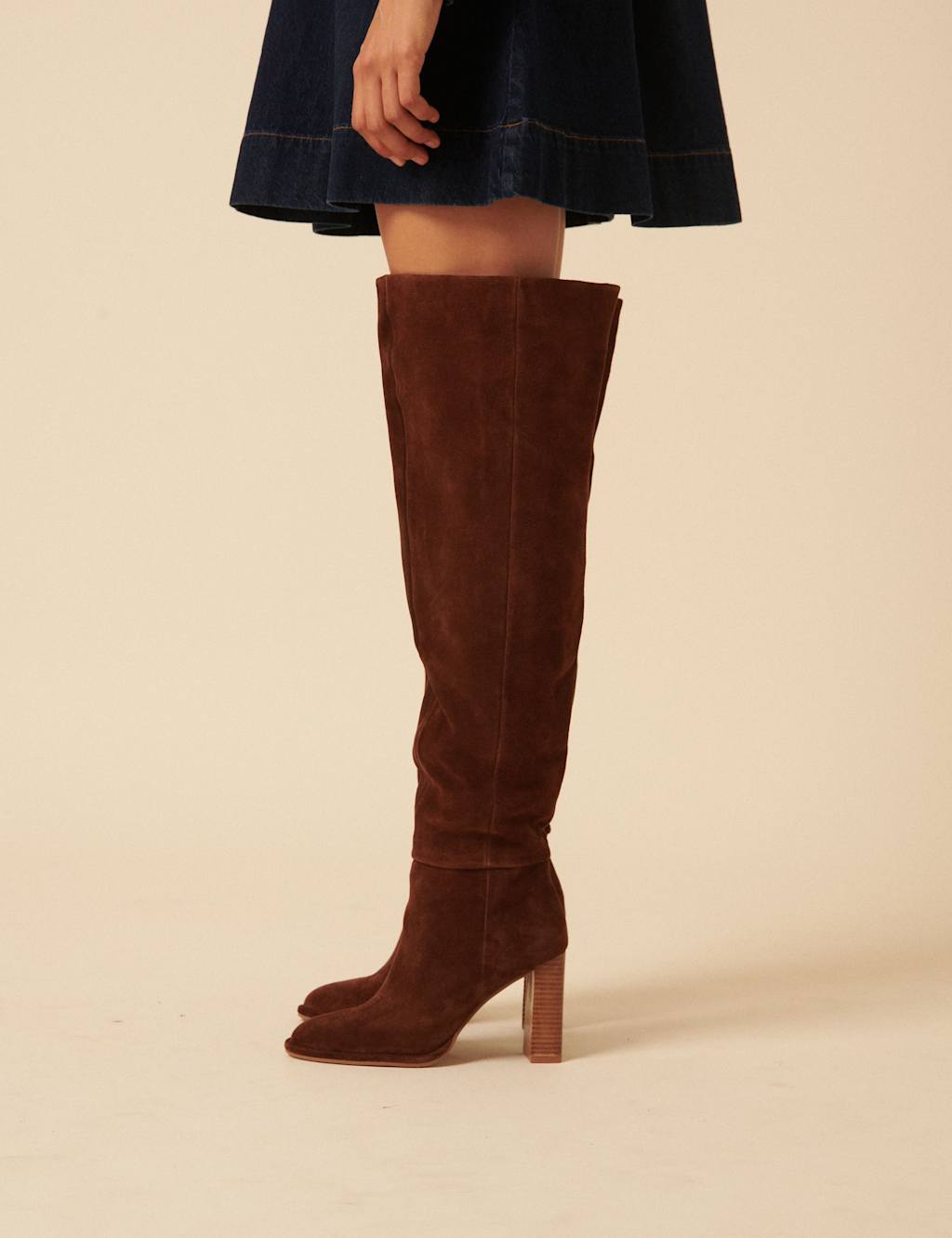 Nobody's Child Suede Block Heel Knee High Boots Brown