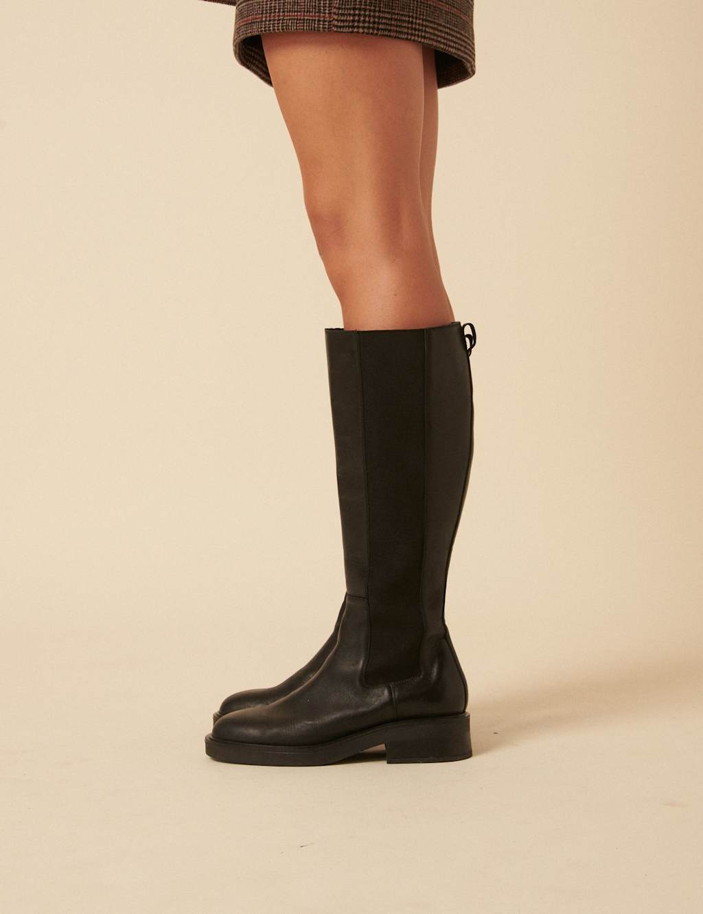 Nobody’s Child Leather Block Heel Knee High Riding Boots Black