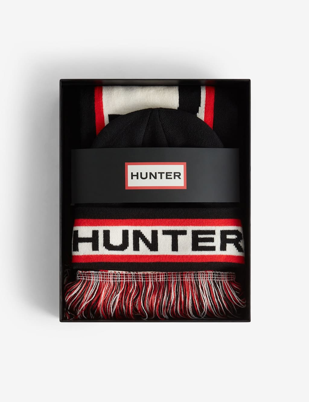 Hunter Beanie & Scarf Boxed Gift Set Black