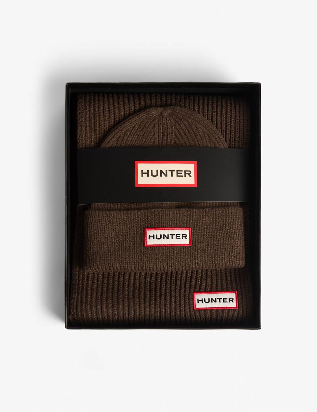 Hunter Knitted Hat & Scarf Set Brown