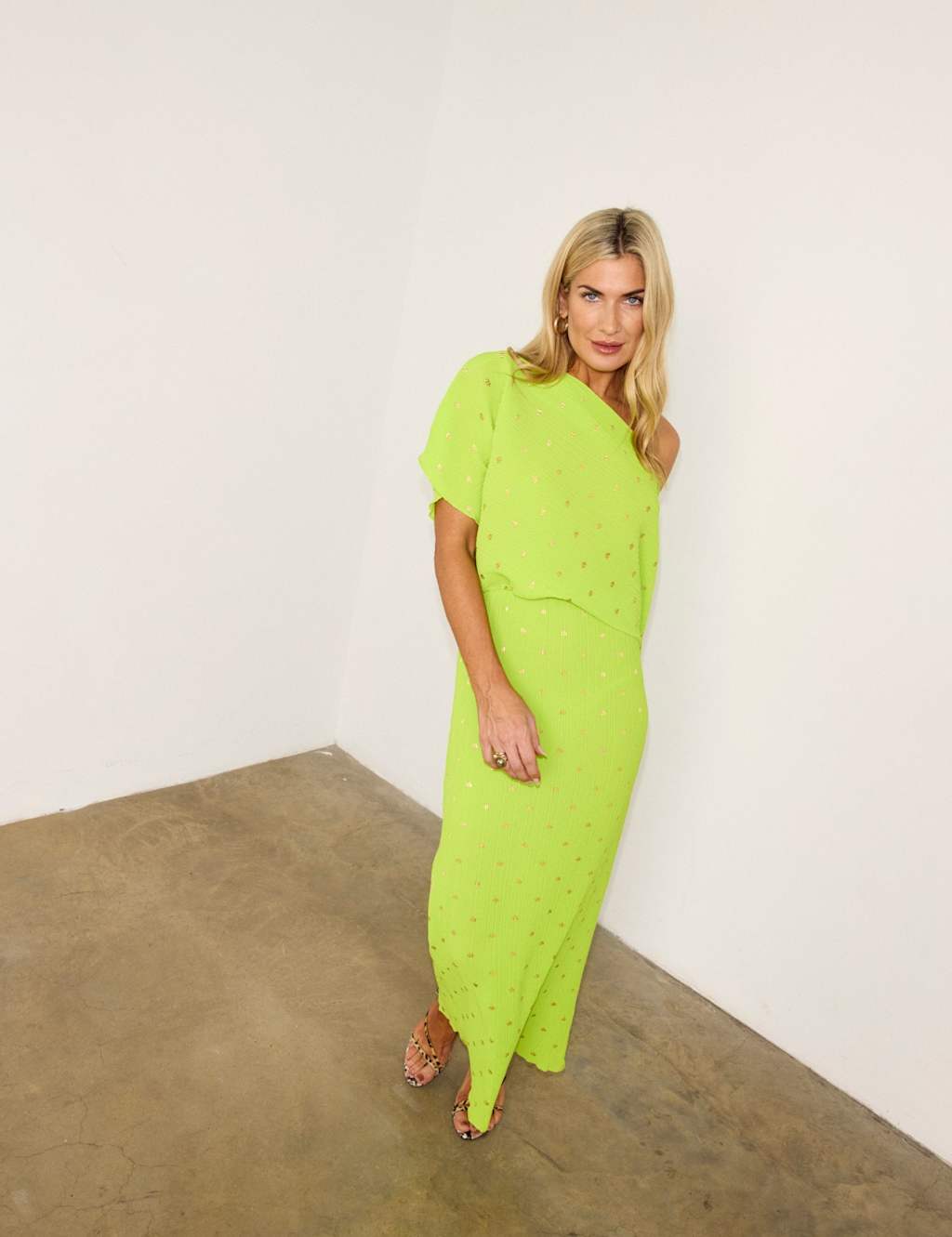 Never Fully Dressed Women's Plisse One Shoulder Midaxi Waisted Dress - Extra Small - Green Mix - Available at M&S