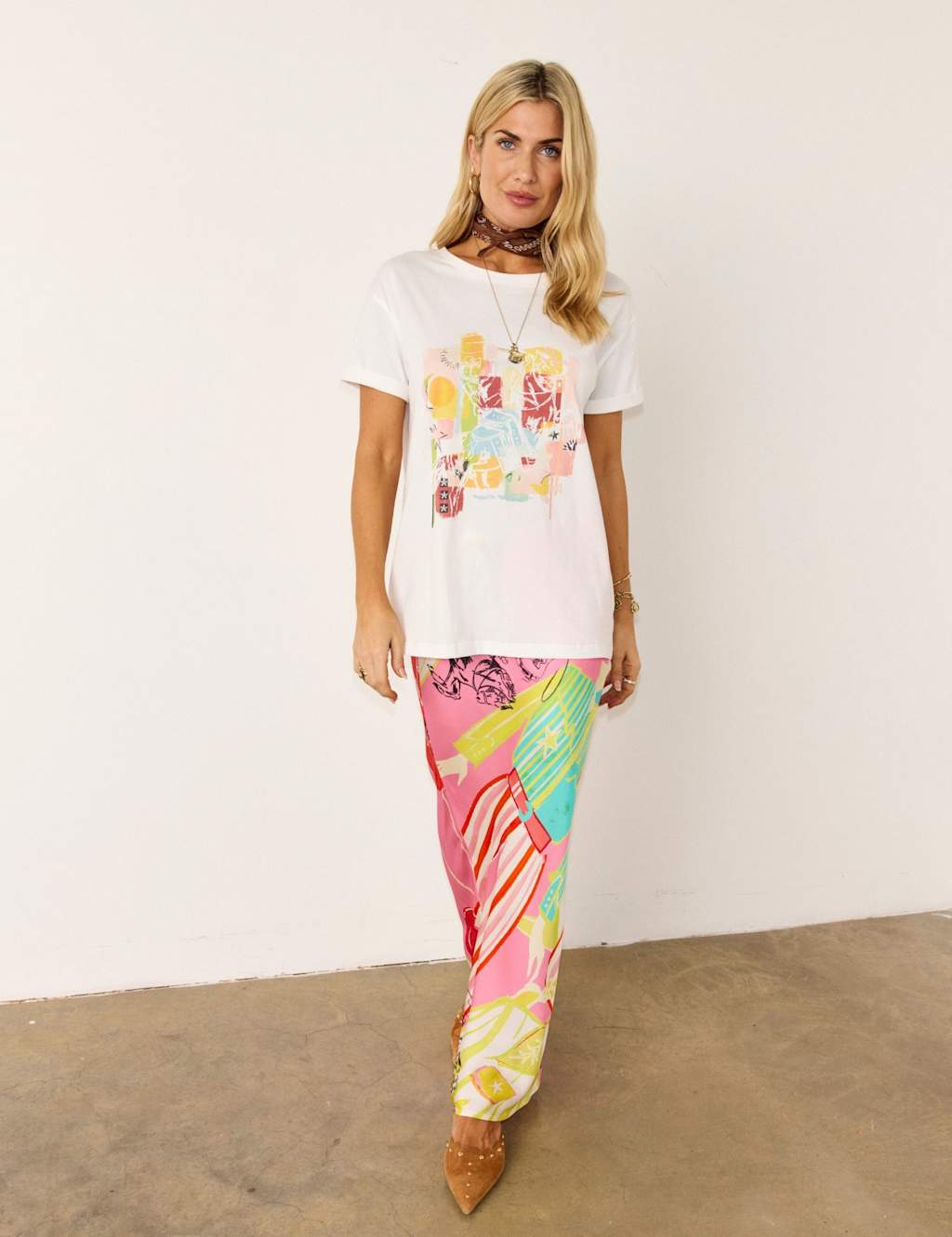 Never Fully Dressed Women's Pure Cotton Printed T-Shirt - Extra Small - White Mix - Available at M&S