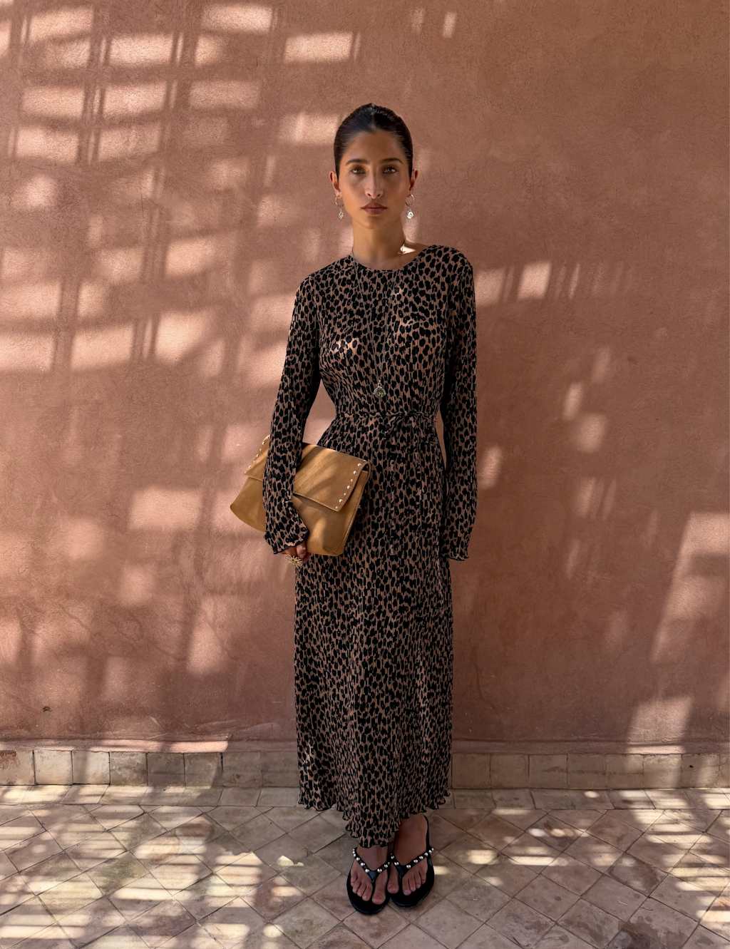 Never Fully Dressed Women's Leopard Print Midaxi Waisted Dress - Extra Small - Brown Mix - Available at M&S