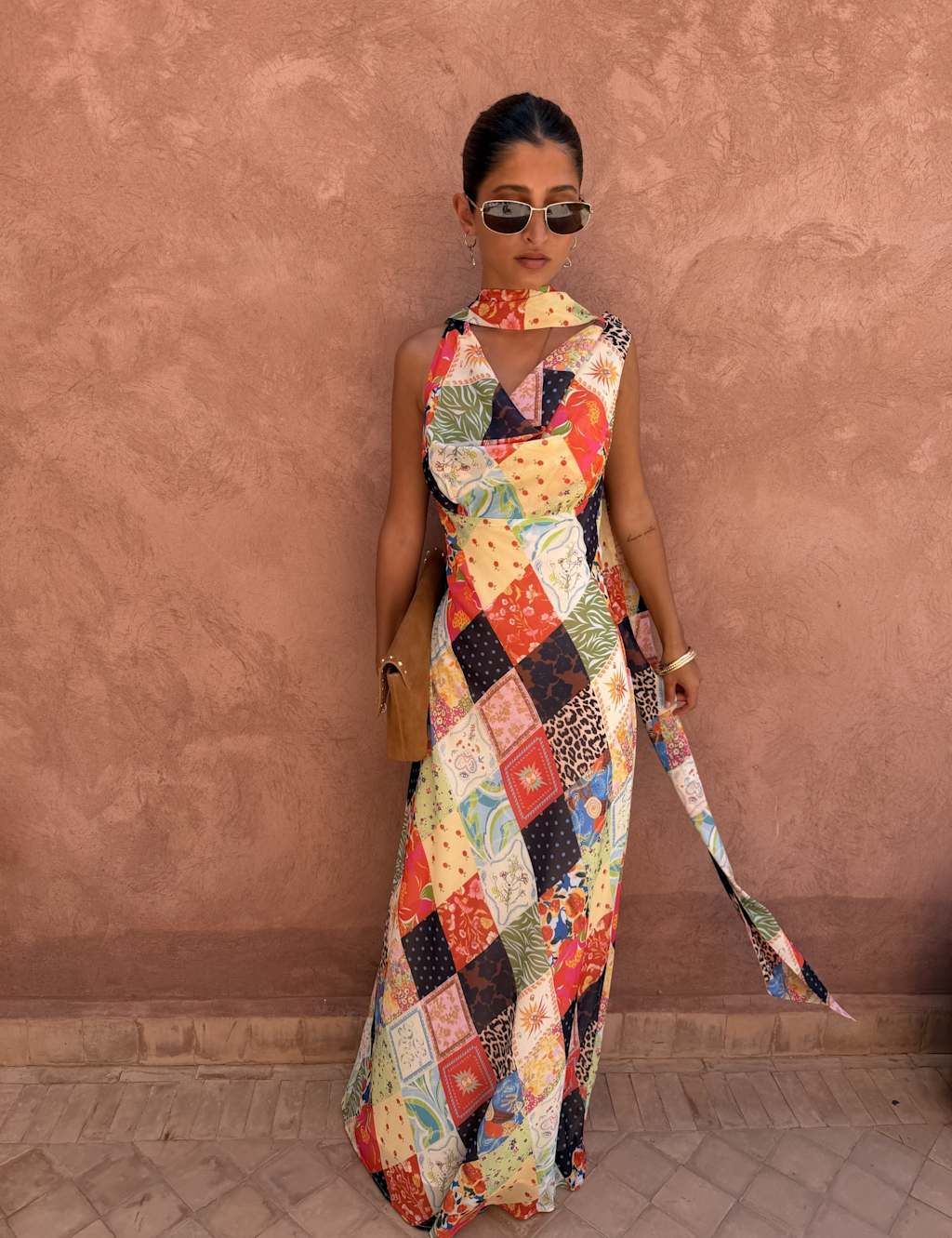 Never Fully Dressed Women's Printed Cowl Neck Maxi Fitted Dress - 20 - Cream Mix - Available at M&S