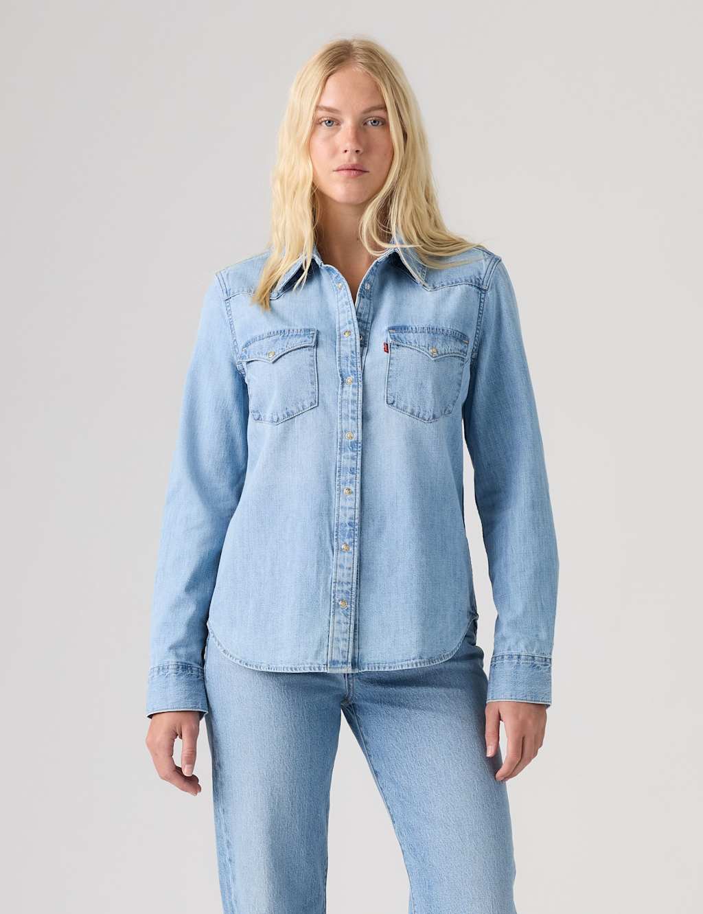 Levi's Women's Denim Western Shirt - Extra Small - Light Blue - Available at M&S