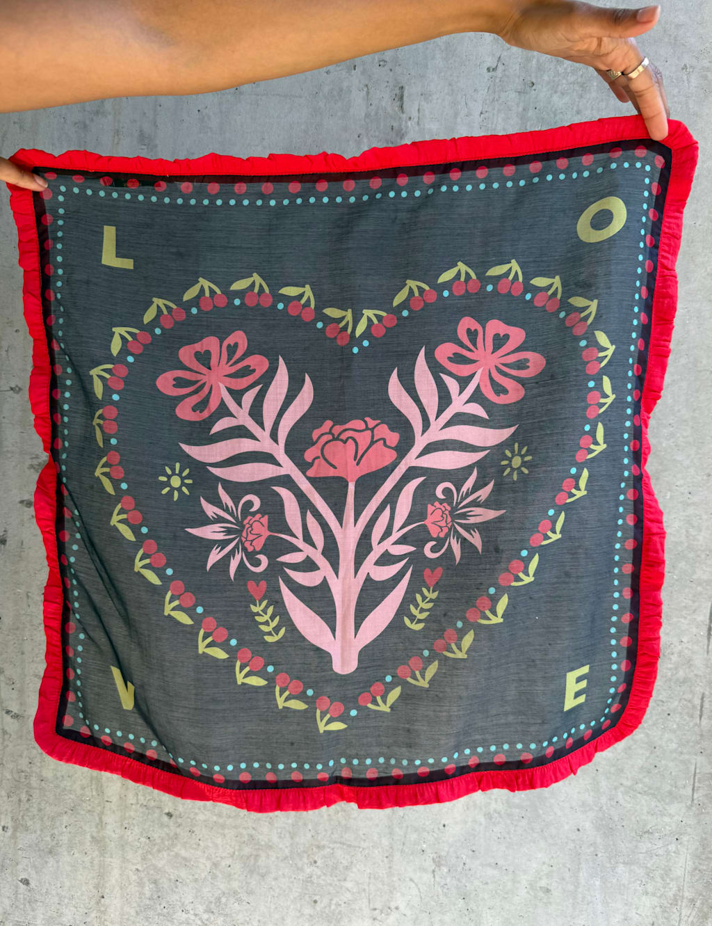 Never Fully Dressed Love Floral Square Bandana Black Mix