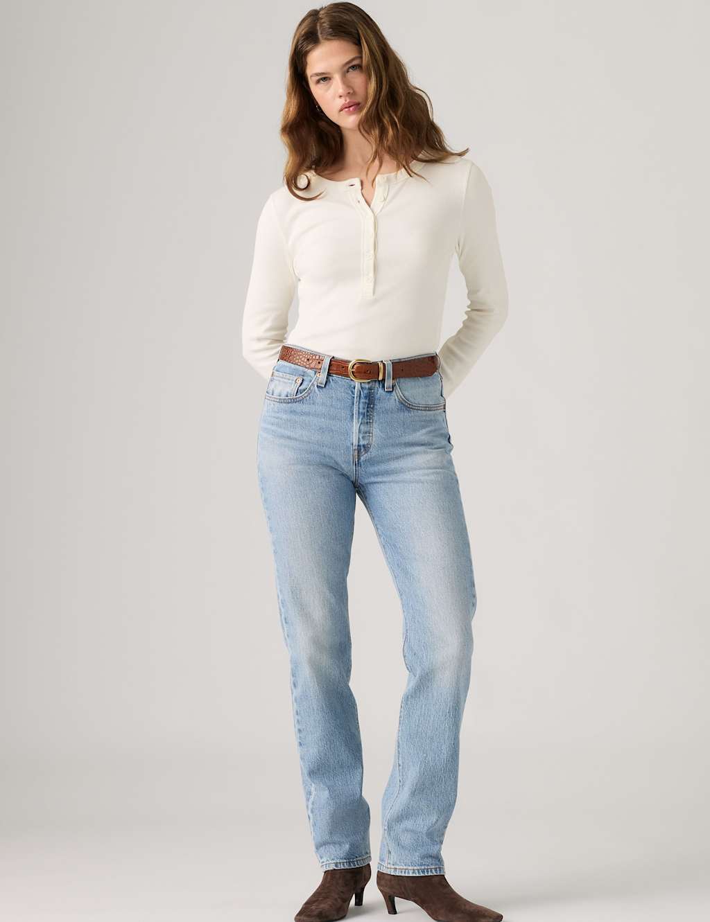 Levi's 501 Straight Leg Jeans for Women - 27/30in - Light Blue - Available at M&S