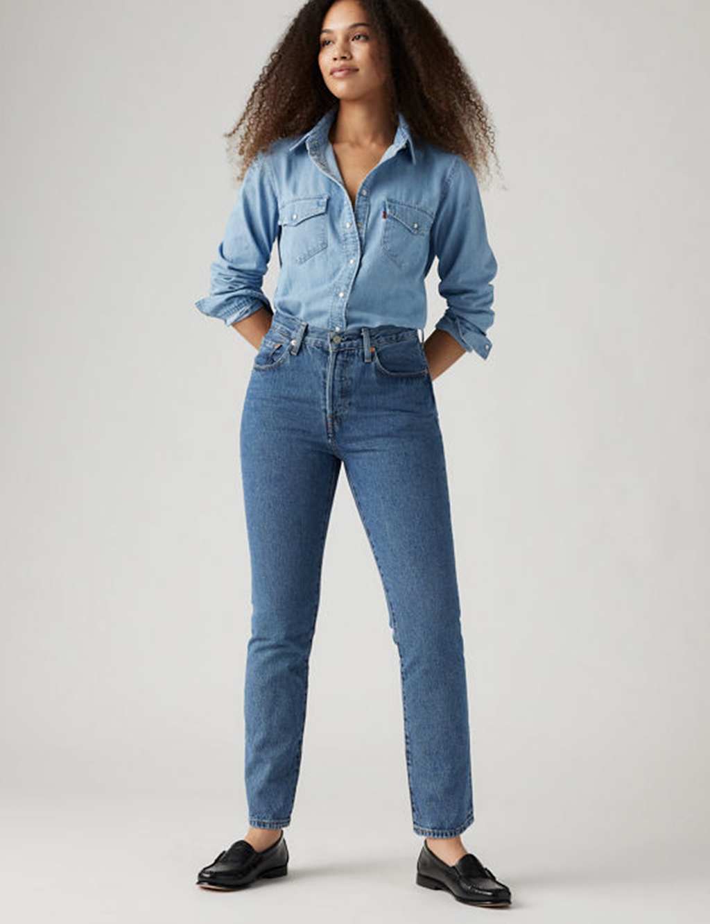 Levi's 501 Straight Leg Jeans for Women - 30/32in - Medium Blue - Available at M&S