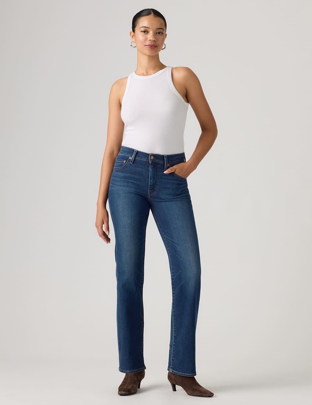 Levi's Women's 723 High Rise Straight Jeans - 28/32in - Dark Blue - Available at M&S
