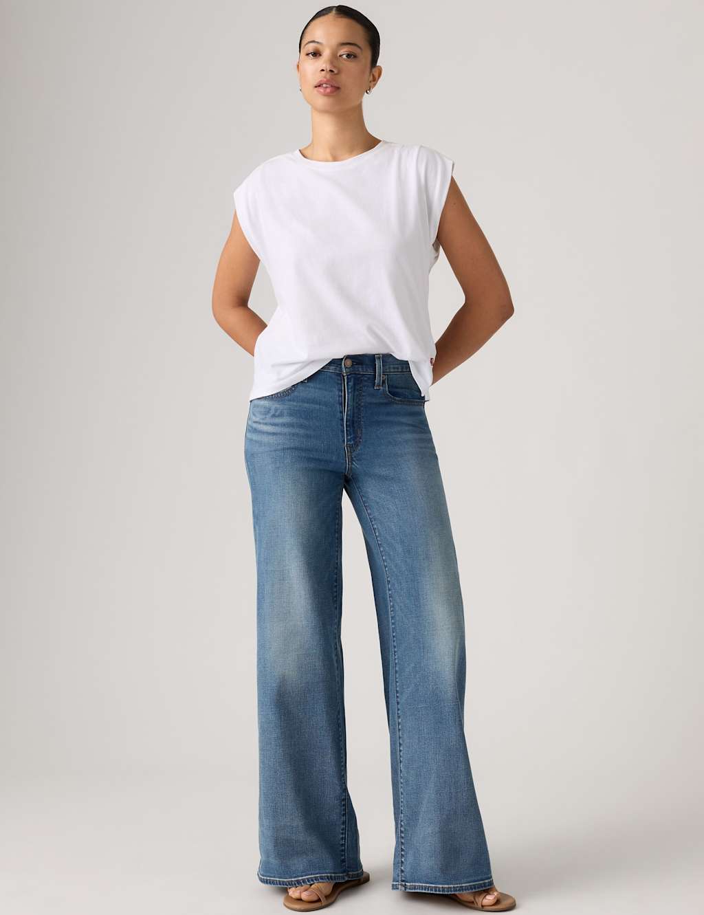 Levi's Women's 728 High Rise Wide Leg Lyocell Blend Jeans - 28/32in - Mid Blue - Available at M&S