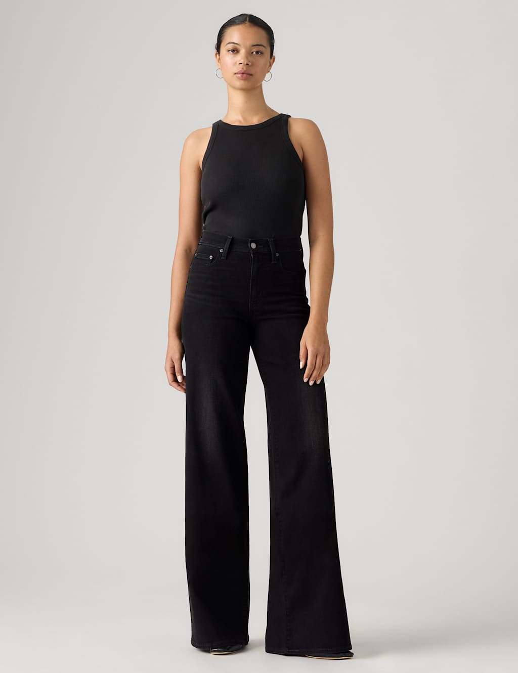 Levi's Women's 728 High Rise Wide Leg Lyocell Blend Jeans - 26/30in - Black - Available at M&S