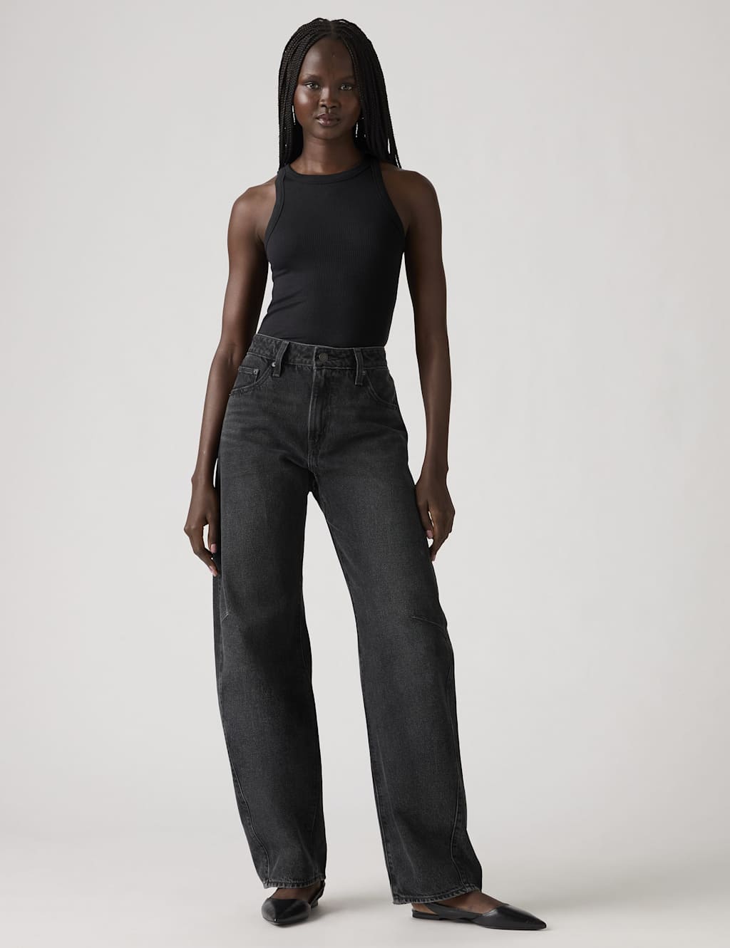 Levi's Women's Baggy Mid Rise Barrel Leg Dad Jeans - 28/30in - Dark Blue - Available at M&S