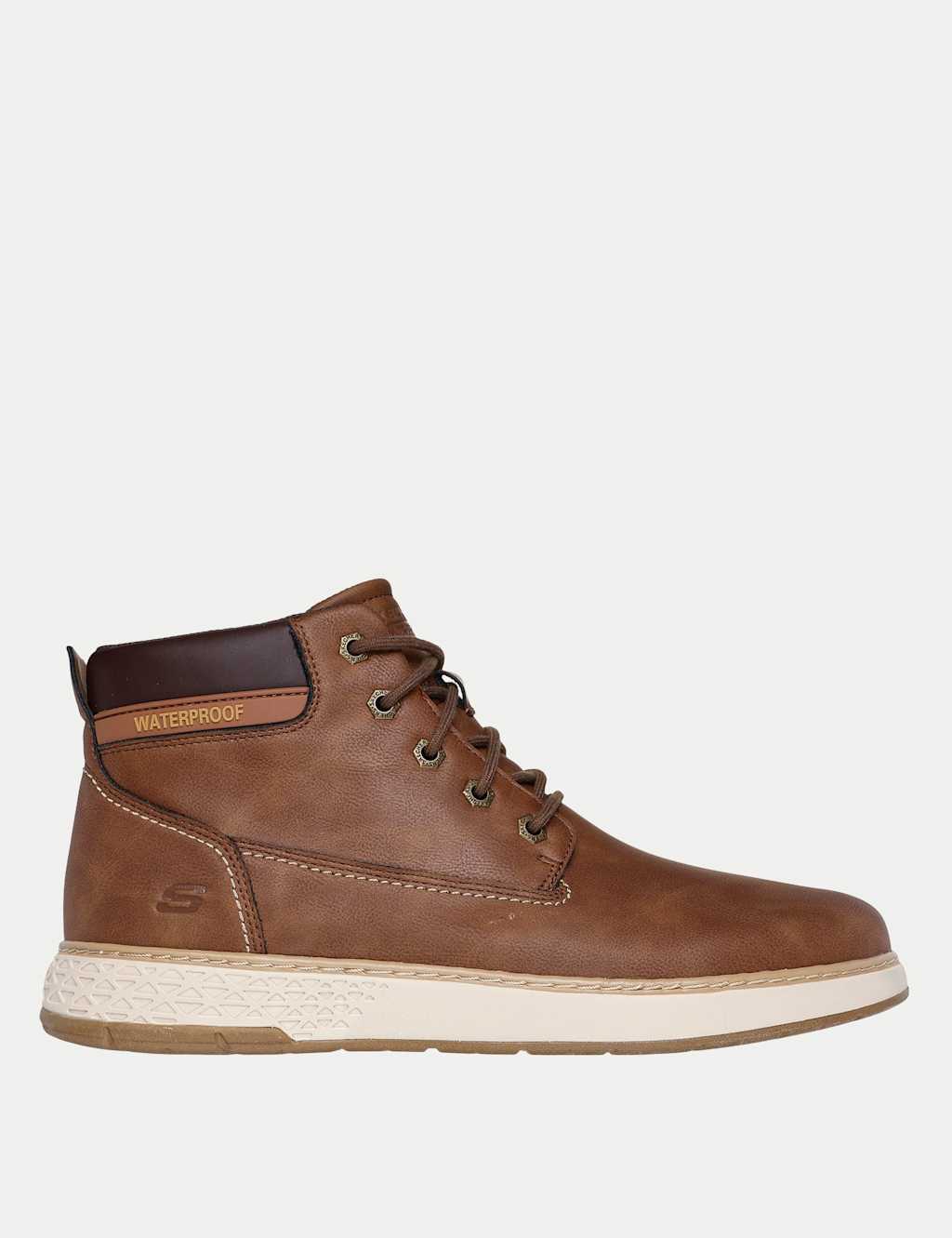 Skechers Garza Duran Leather Trainers Brown