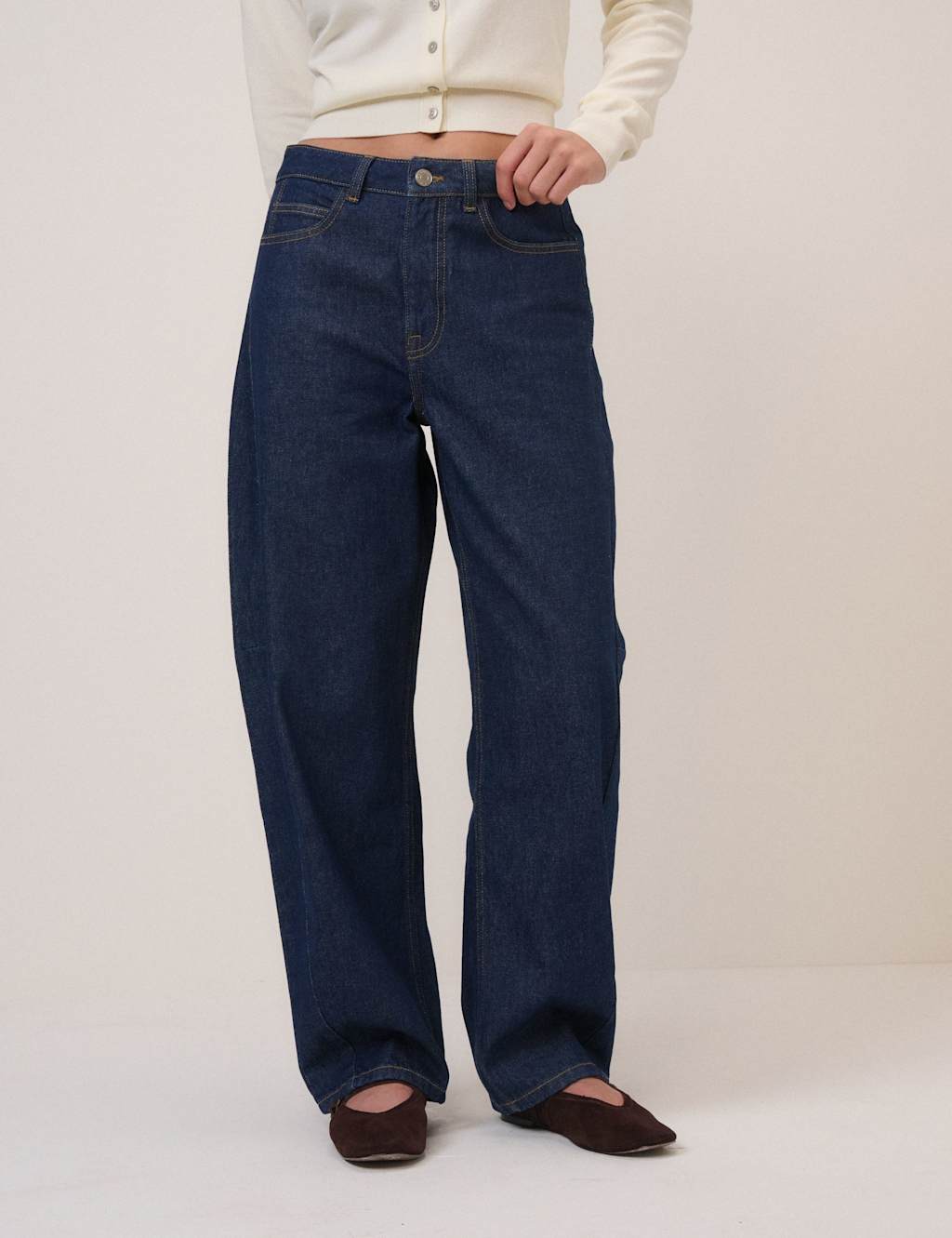 Nobody's Child Mid Rise Barrel Jeans Blue