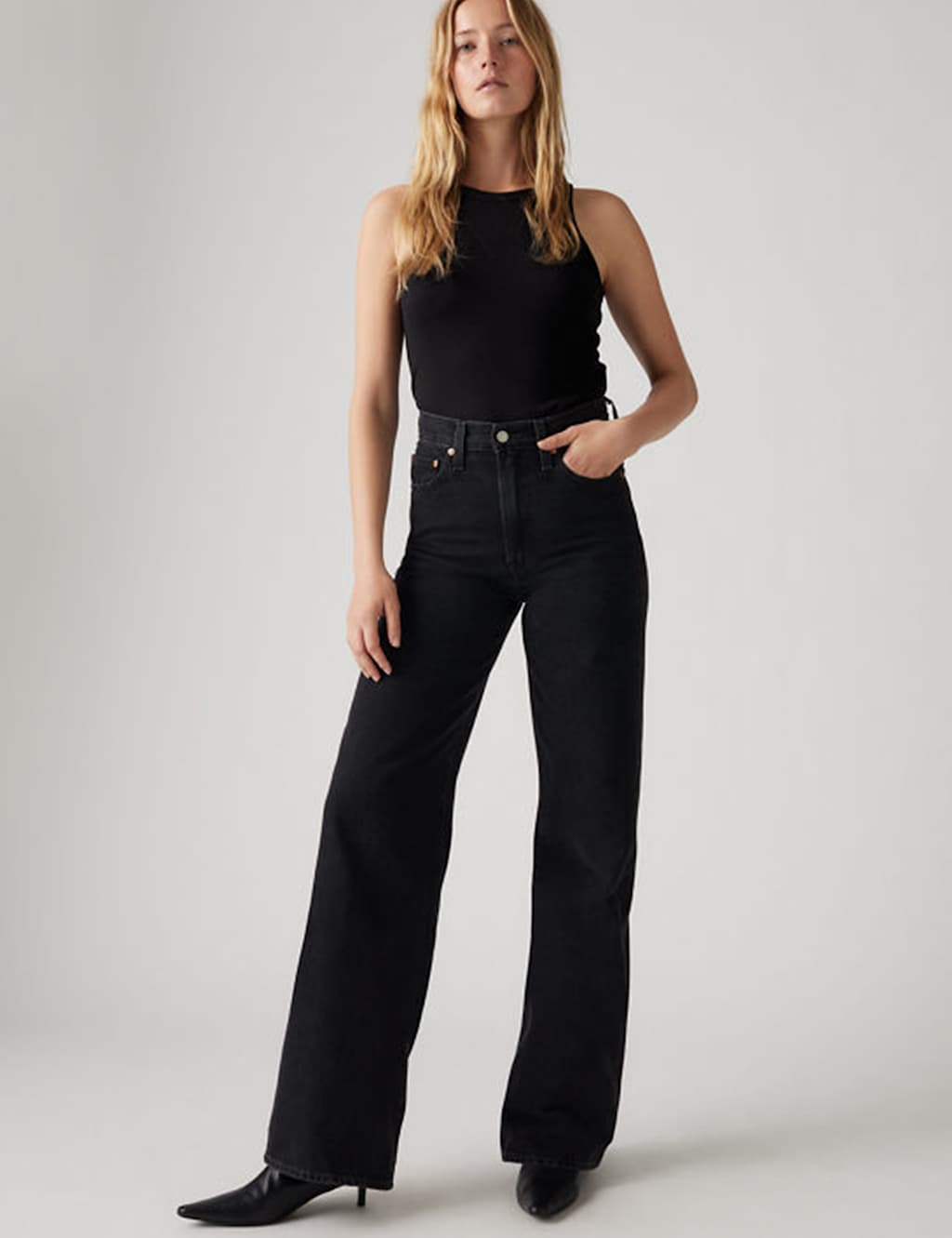 Levi's Women's Ribcage Wide Leg Jeans - 31/32in - Black - Available at M&S