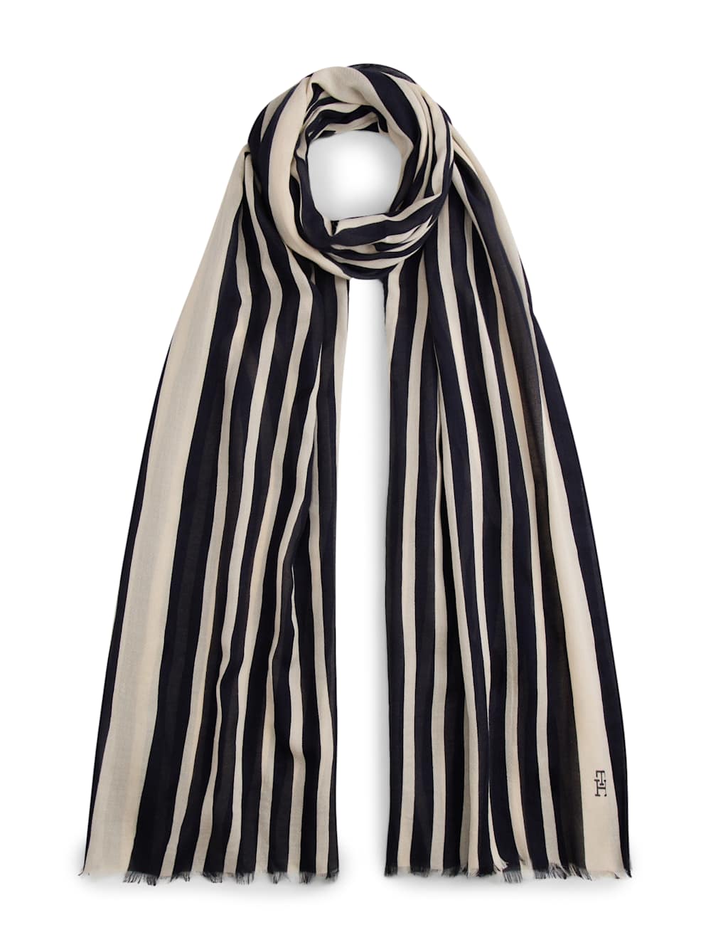 Tommy Hilfiger Women's Elevated Chic Cotton Rich Striped Scarf - Blue Mix - Available at M&S