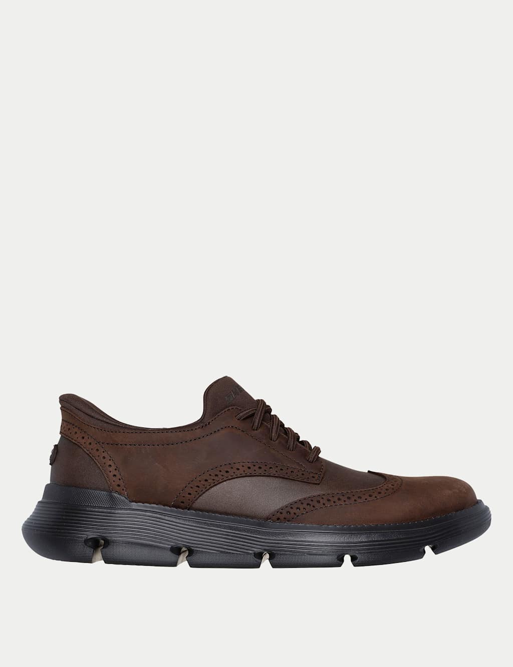 Skechers Garza Sully Brogue Chukka Shoes Chocolate