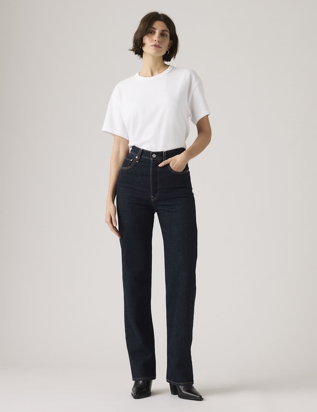 Levi's Women's Ribcage Full Length Jeans - 26/30in - Dark Blue - Available at M&S