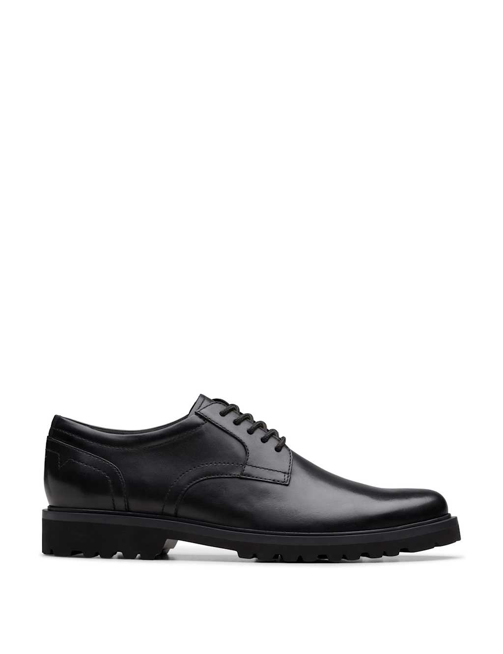 Clarks Men's Wide Fit Leather Derby Shoes - 8½ - Black - Available at M&S