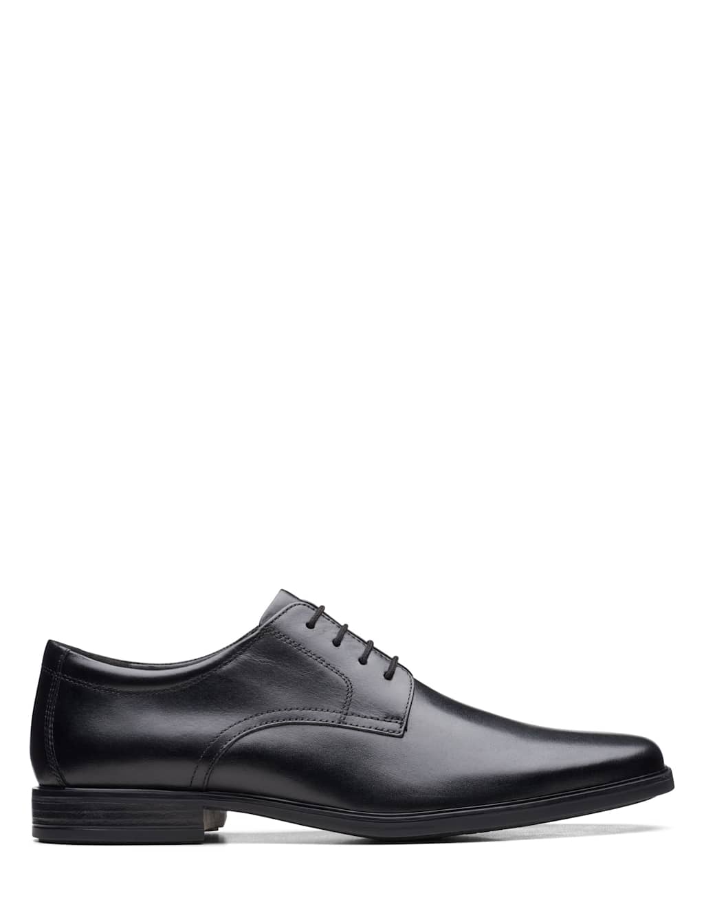 Clarks Men's Wide Fit Leather Derby Shoes - 7 - Black - Available at M&S