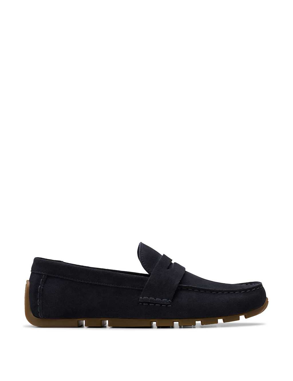 Clarks Men's Wide Fit Suede Slip On Loafers - 10 - Navy - Available at M&S