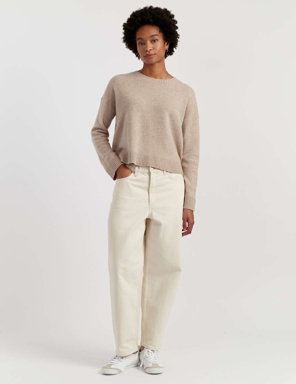 Chinti & Parker Women's Wool Rich Relaxed Sweatshirt with Cashmere - Medium - Oatmeal - Available at M&S