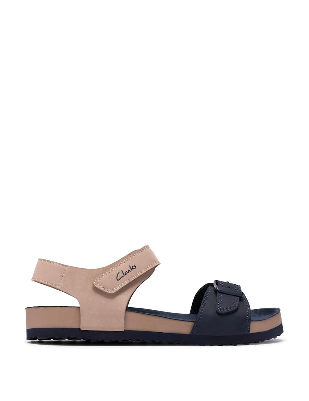 Clarks Girls Riptape Buckle Sandals (7 Small-9 Small) - 8 - Navy - Available at M&S
