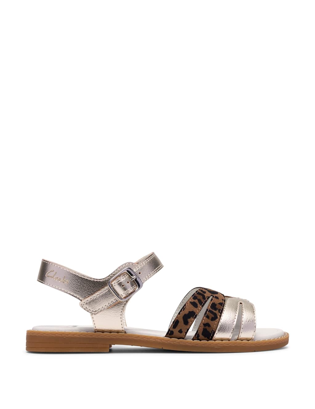 Clarks Girls Luana Leopard Print Sandals (7-9 Small) - 8 - Multi - Available at M&S