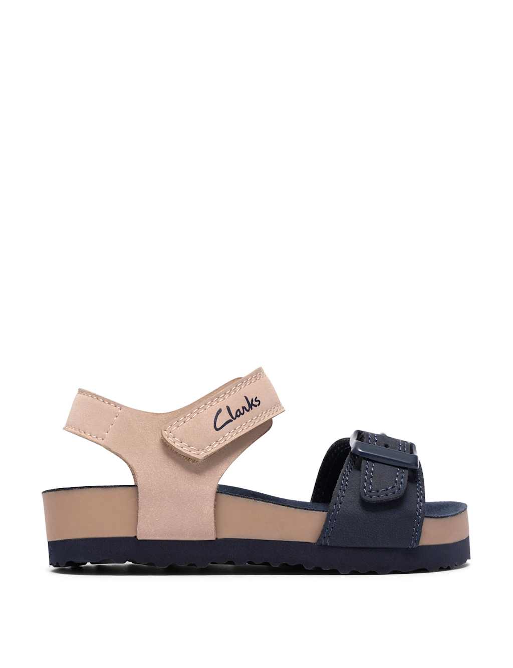 Clarks Boys Bali Heat Navy Combi Sandals (4-6 Small) - 5 - Navy Mix - Available at M&S