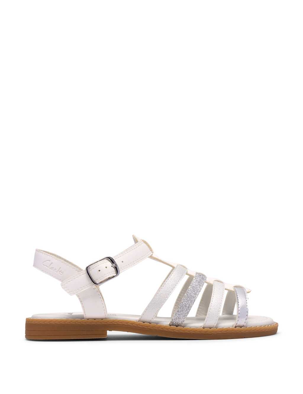 Clarks Girls Glitter Sandals (7 Small - 9 Small) - White - Available at M&S