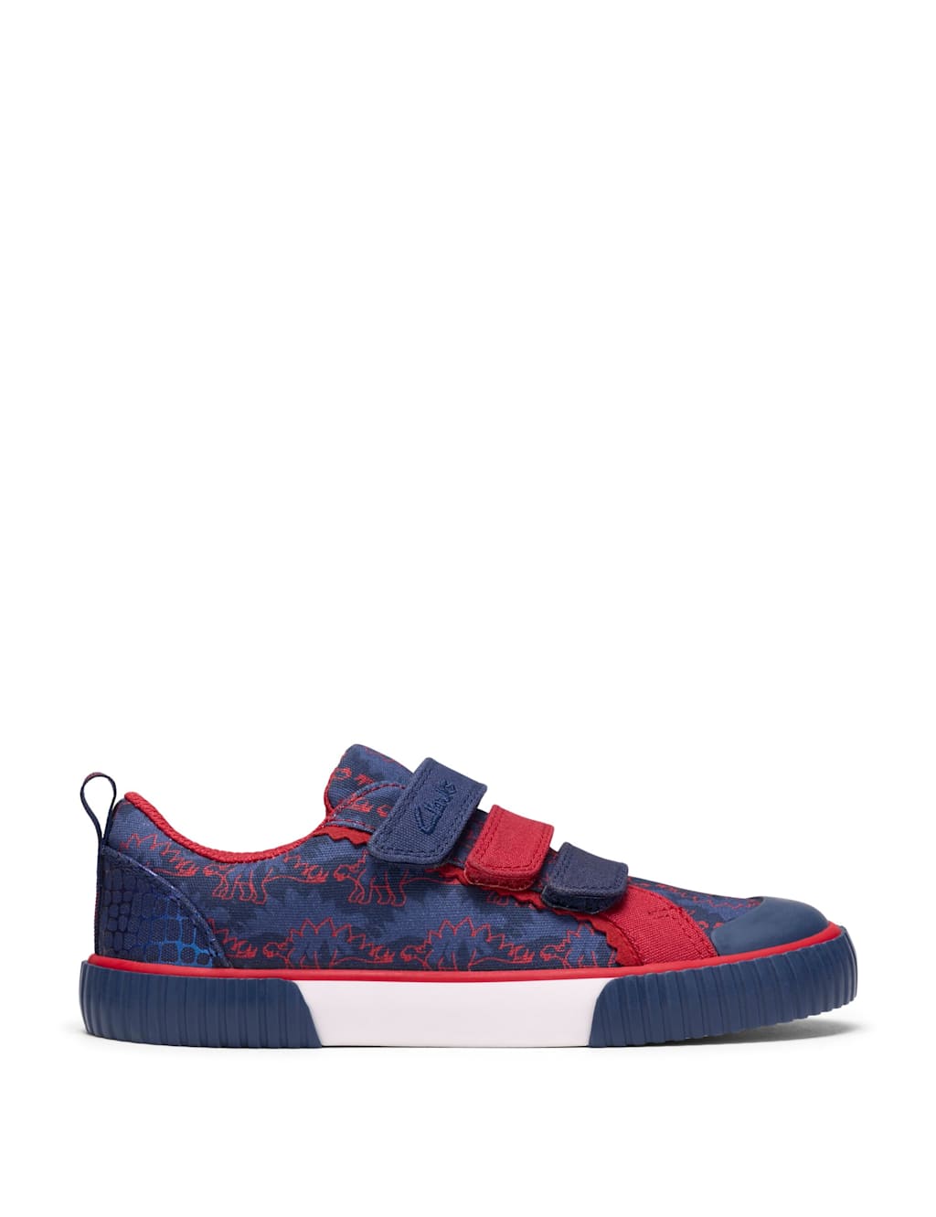 Clarks Boys Foxing Dinosaur Riptape Trainers (7-9 ½ Small) - 8½ - Navy Mix - Available at M&S