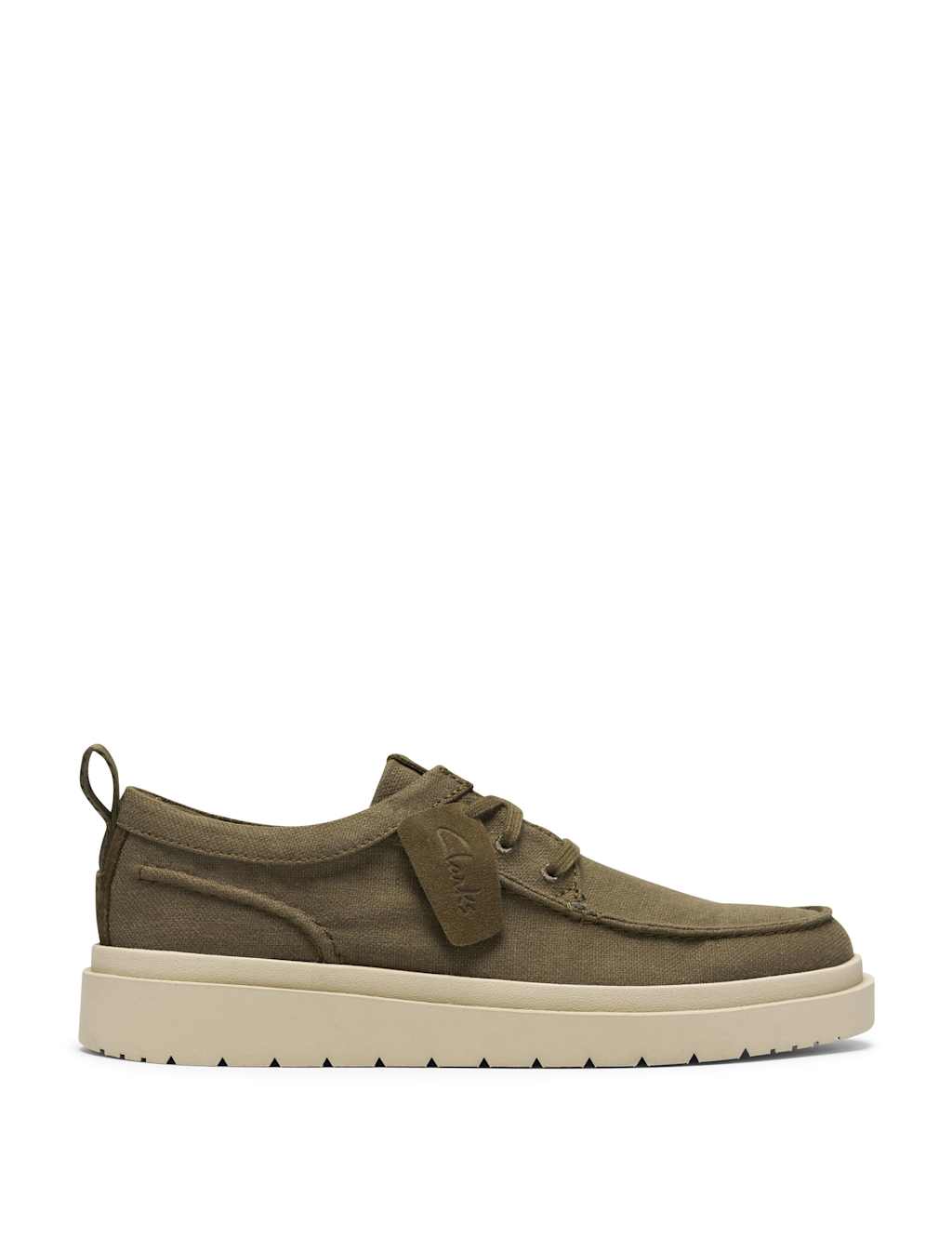 Clarks Men's Canvas Lace Up Shoes - 8 - Olive - Available at M&S