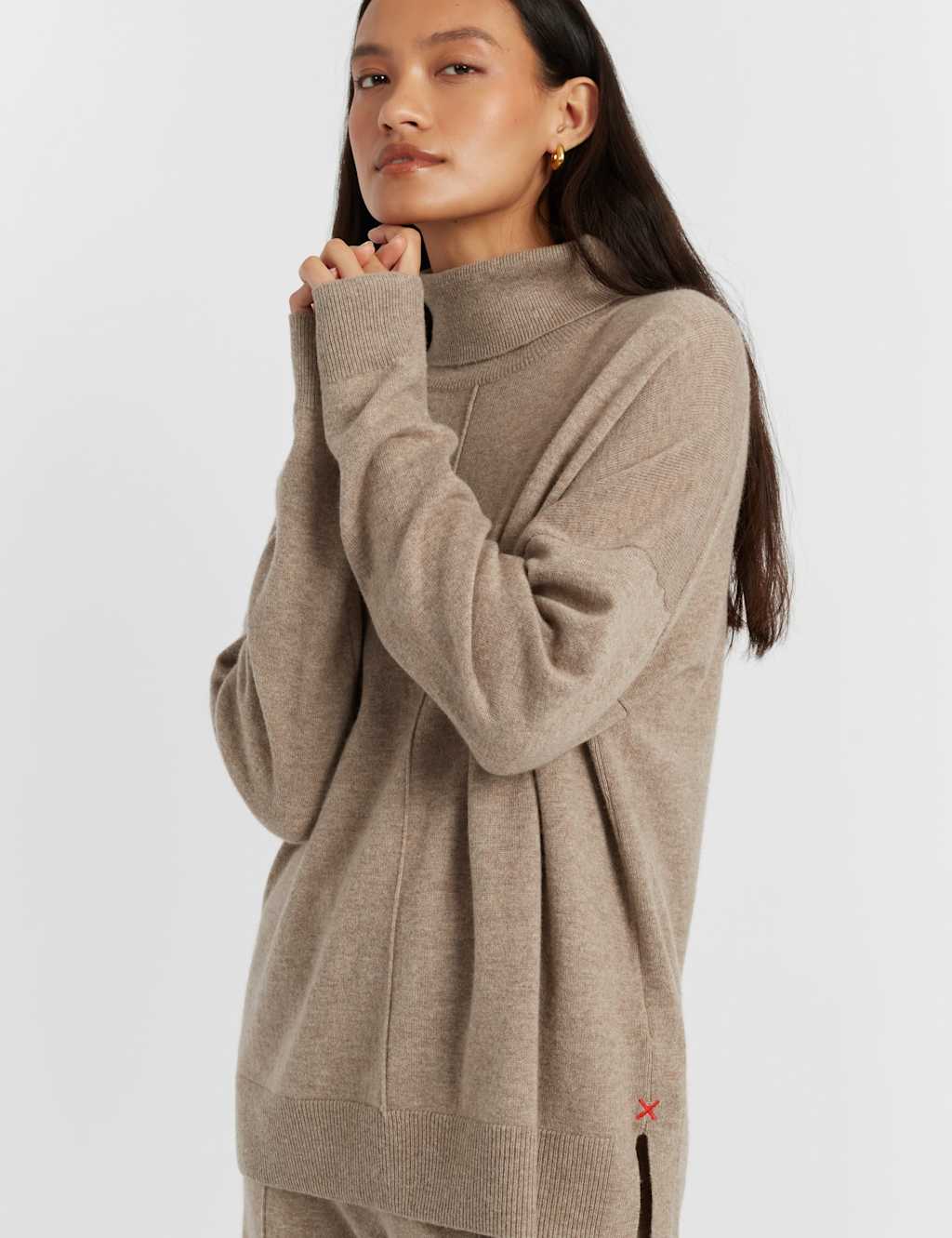 Chinti & Parker Women's Wool Rich Roll Neck Jumper with Cashmere - Medium - Stone - Available at M&S