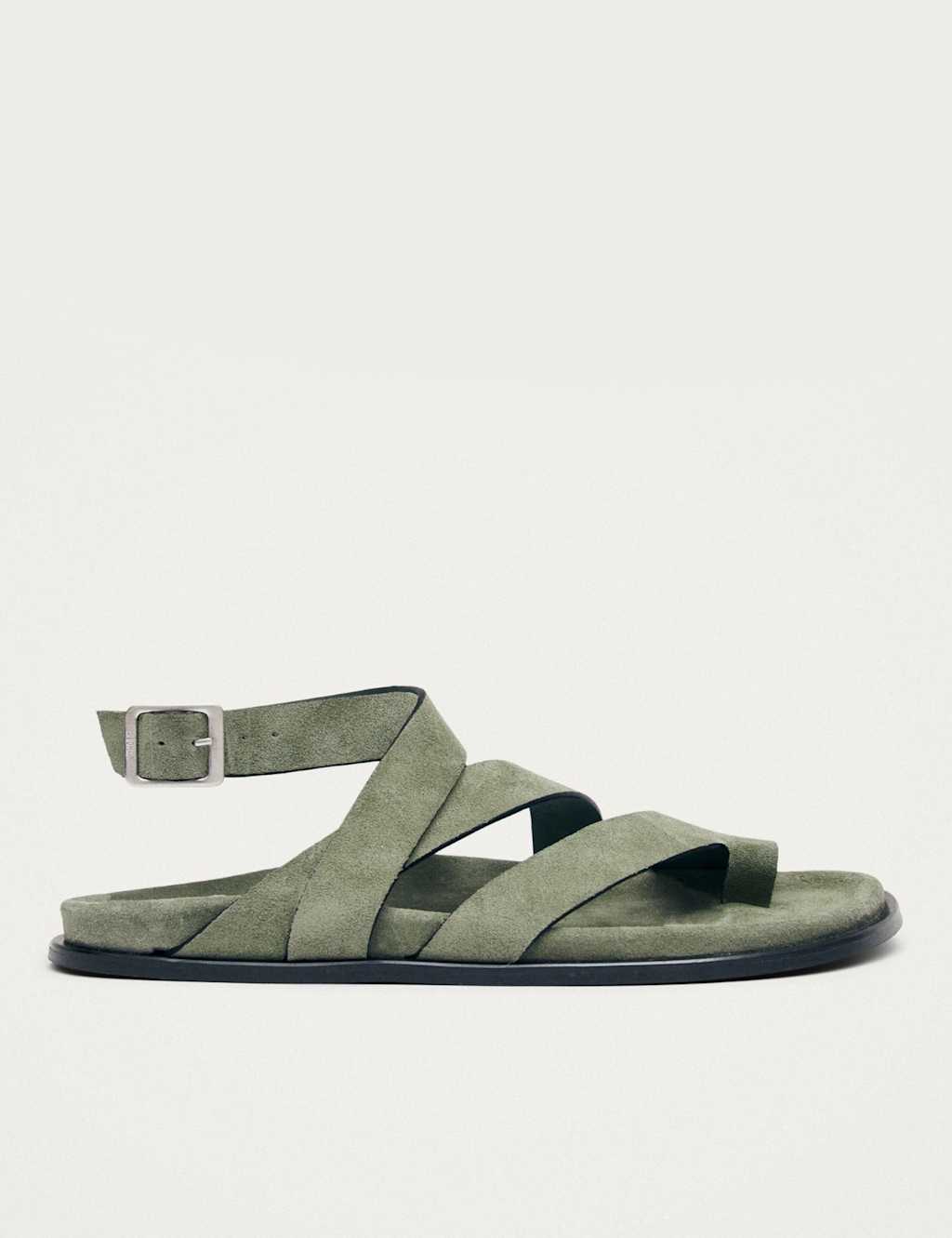 Alohas Women's Tide Suede Strappy Flat Slingback Sandals - 7 - Green - Available at M&S