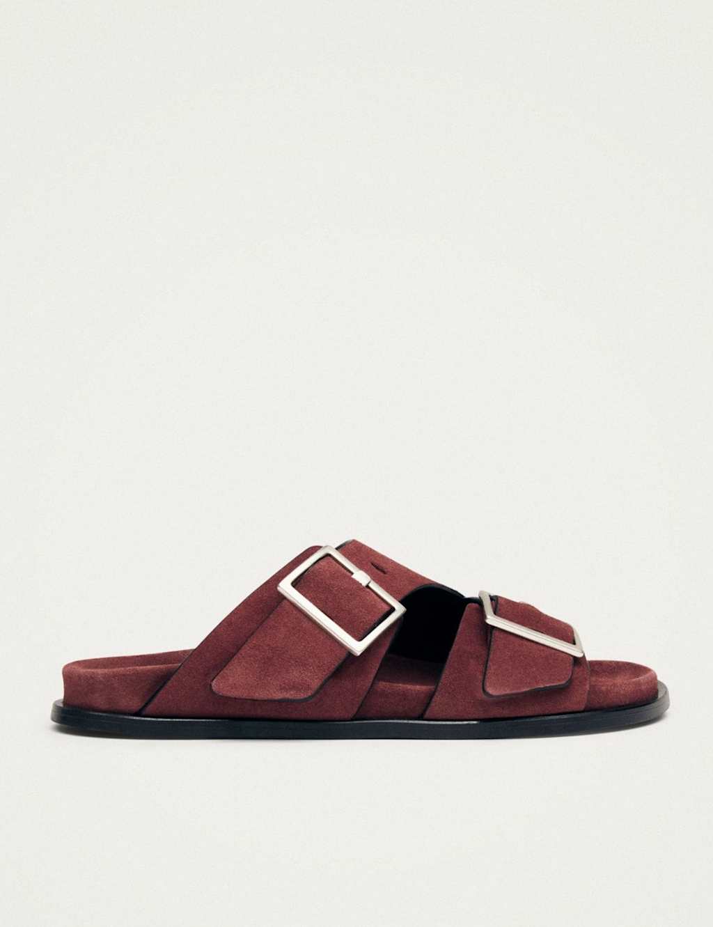 Alohas Women's Suede Crossover Buckle Flat Sandals - 7 - Burgundy - Available at M&S